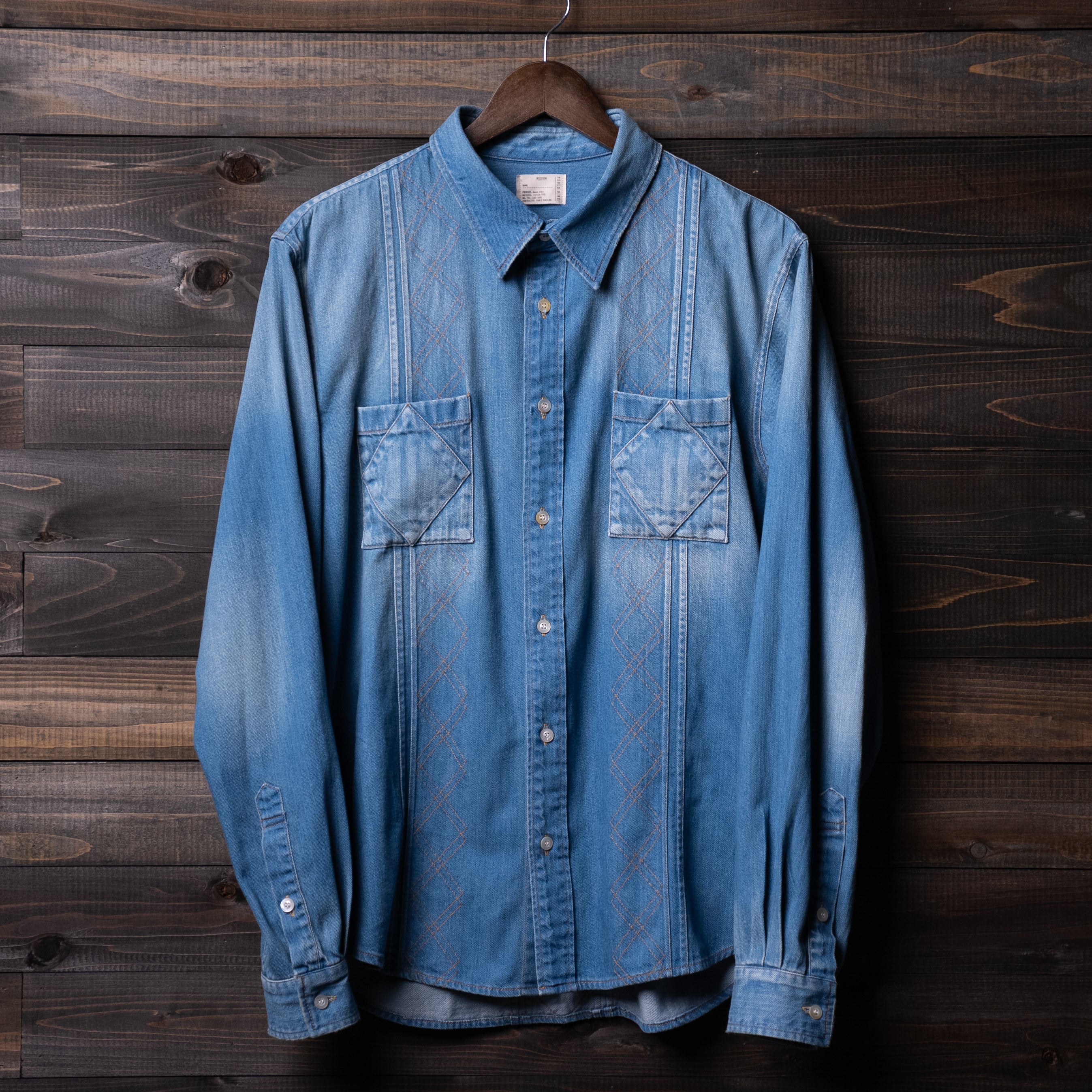 THE ファッション PABLOVINCI Chambray zip shirt S