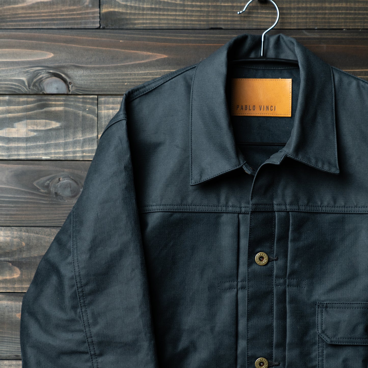 Oiled chino trucker jacket