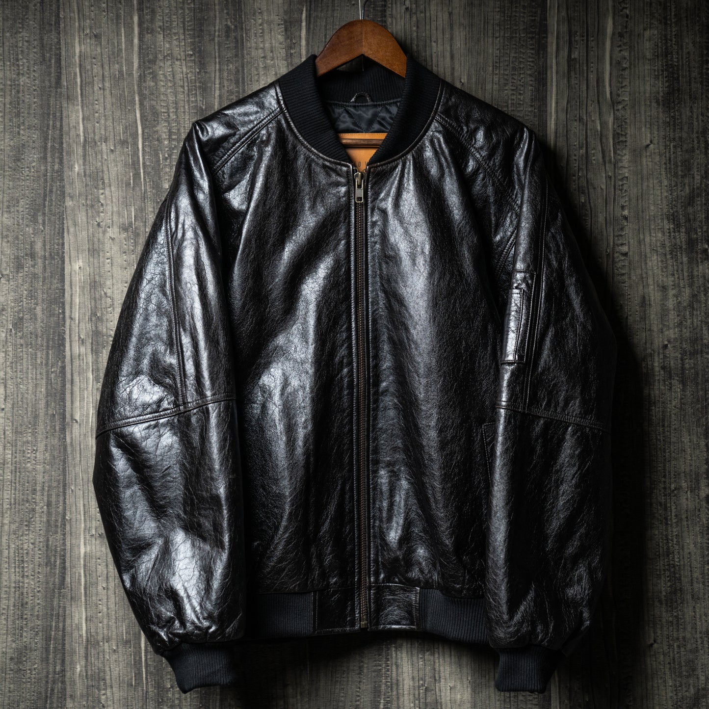 Leather bomber jacket