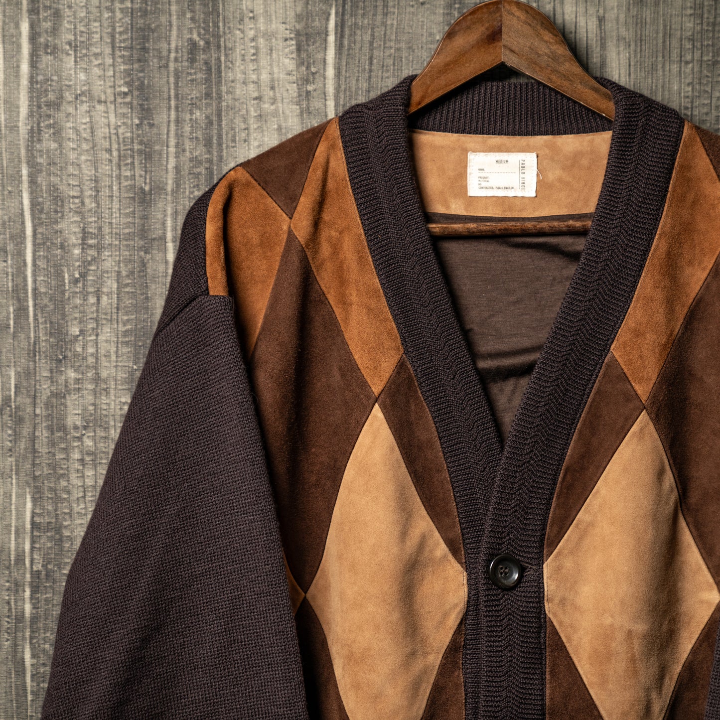 Leather patch cardigan