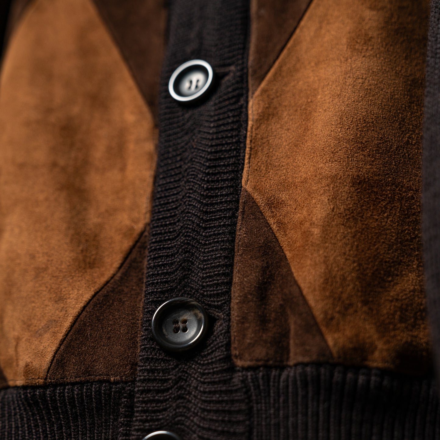 Leather patch cardigan