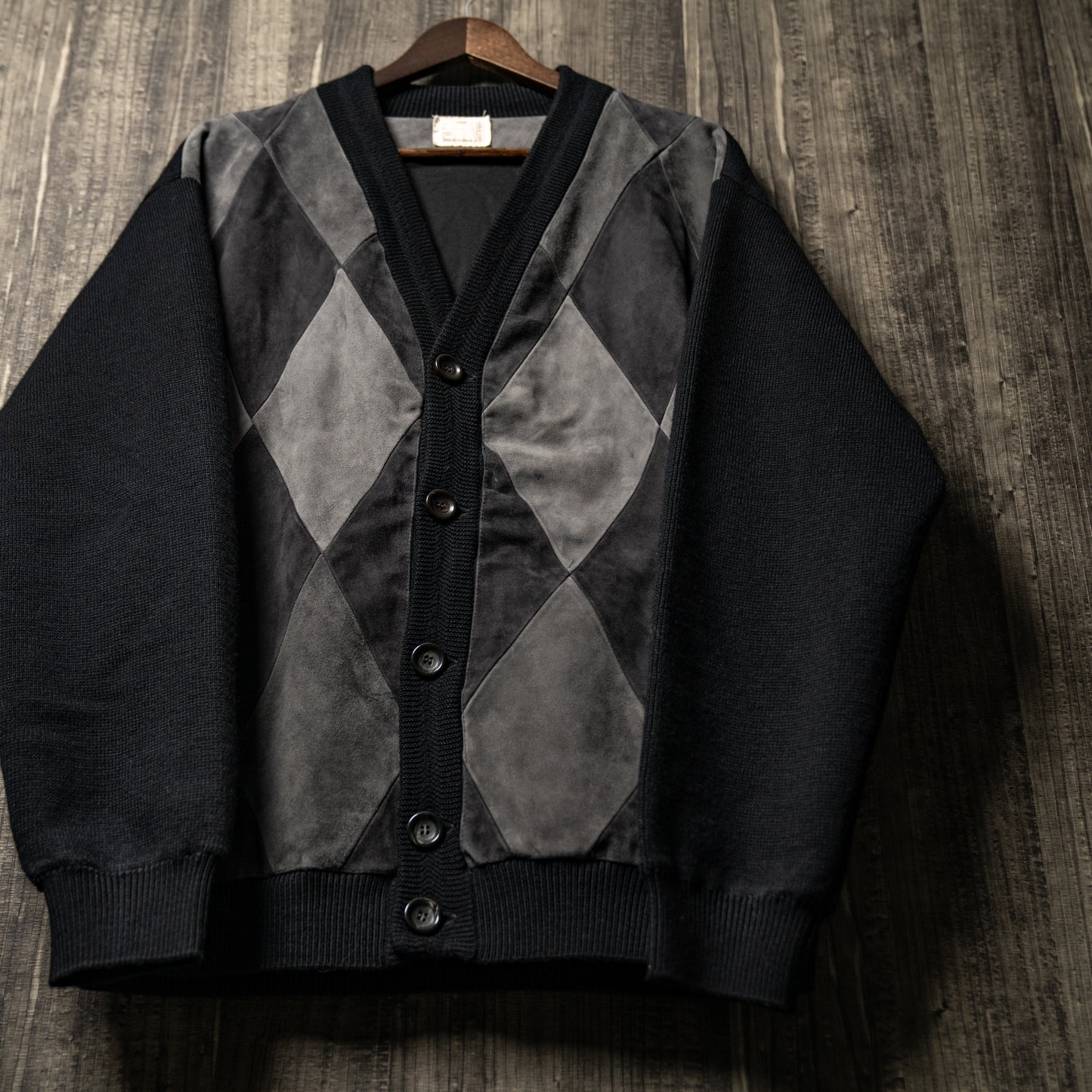 Leather patch cardigan