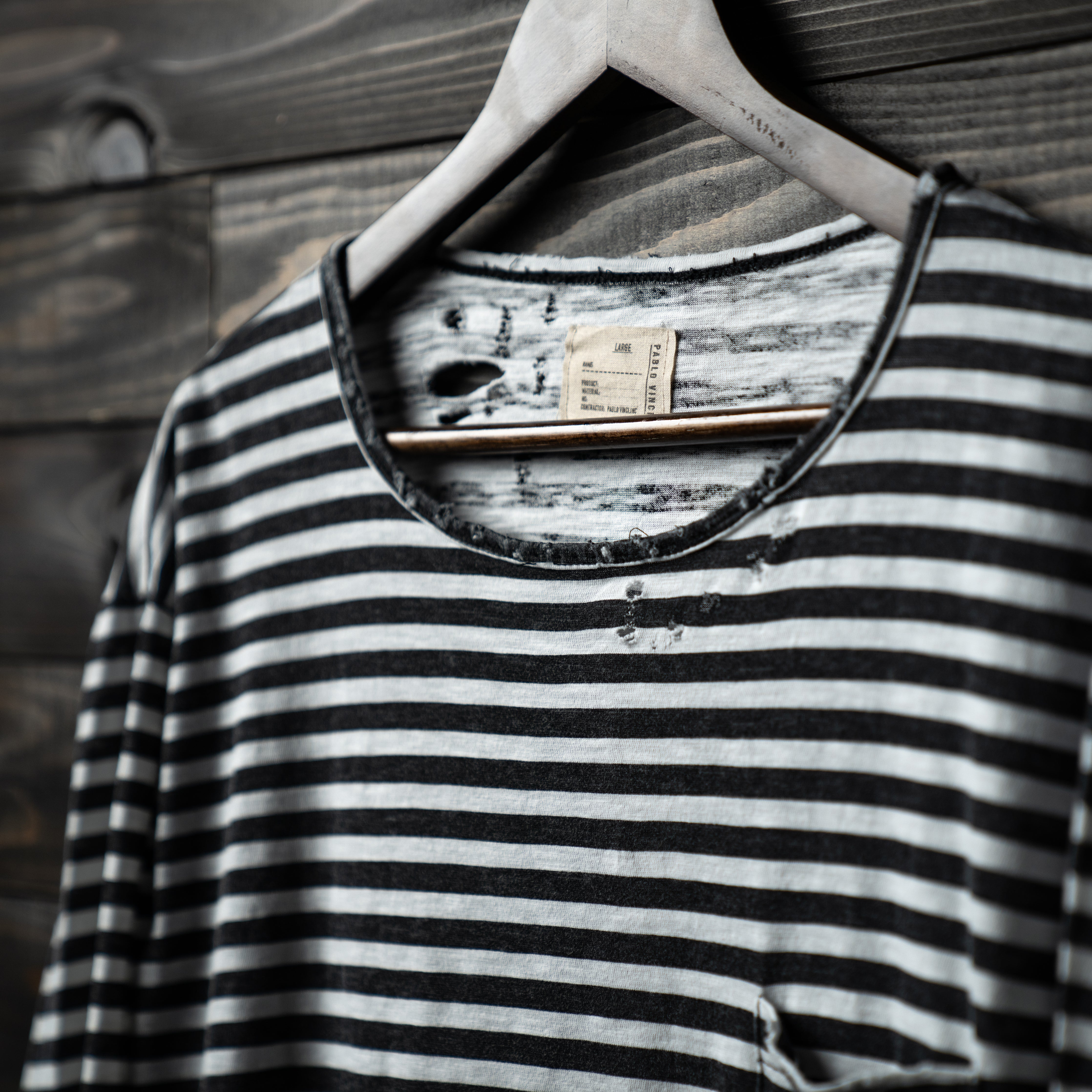 PABLO VINCI『Damaged border long sleeveT』
