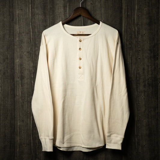 Waffle henley neck long sleeve t-shirt