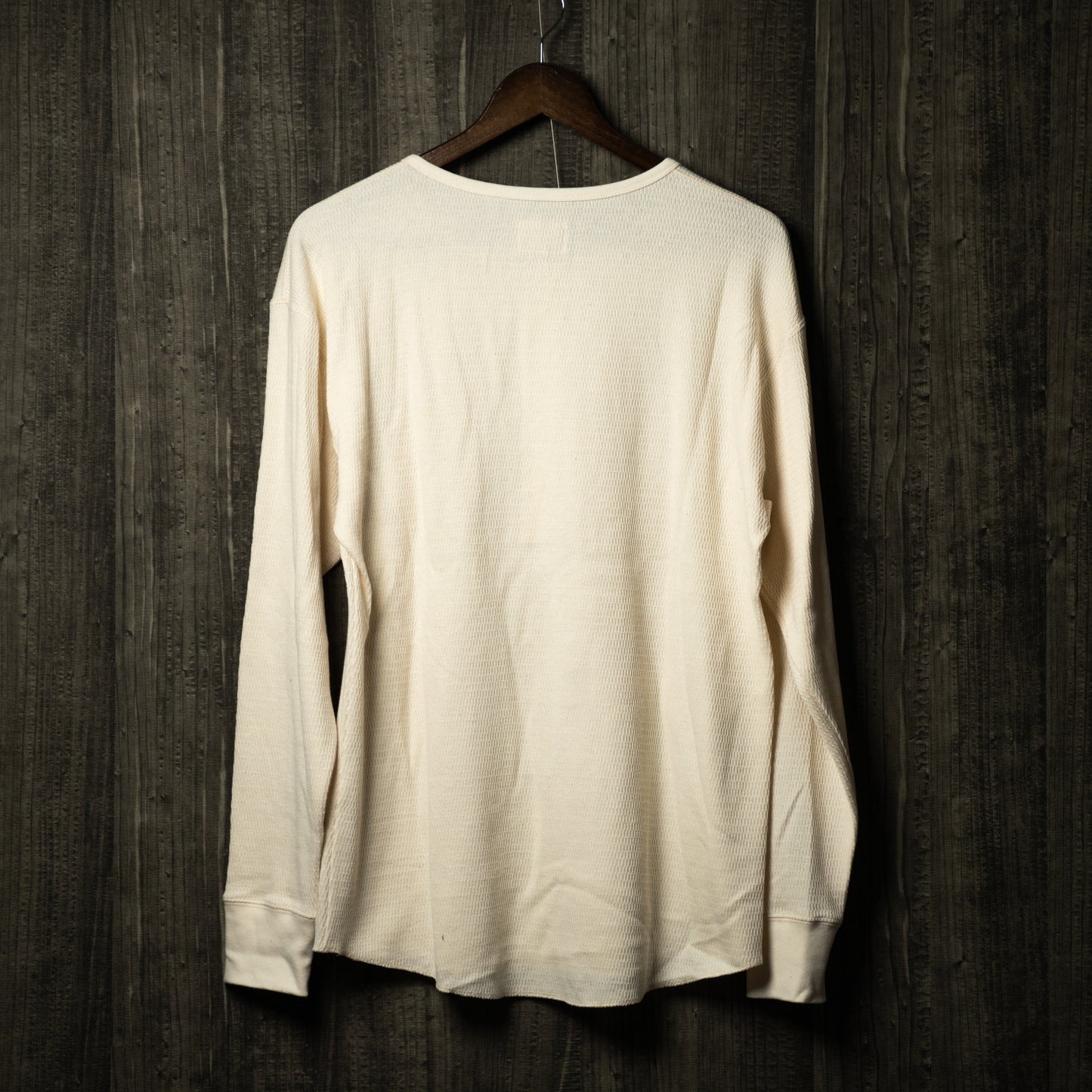 Waffle henley neck long sleeve t-shirt