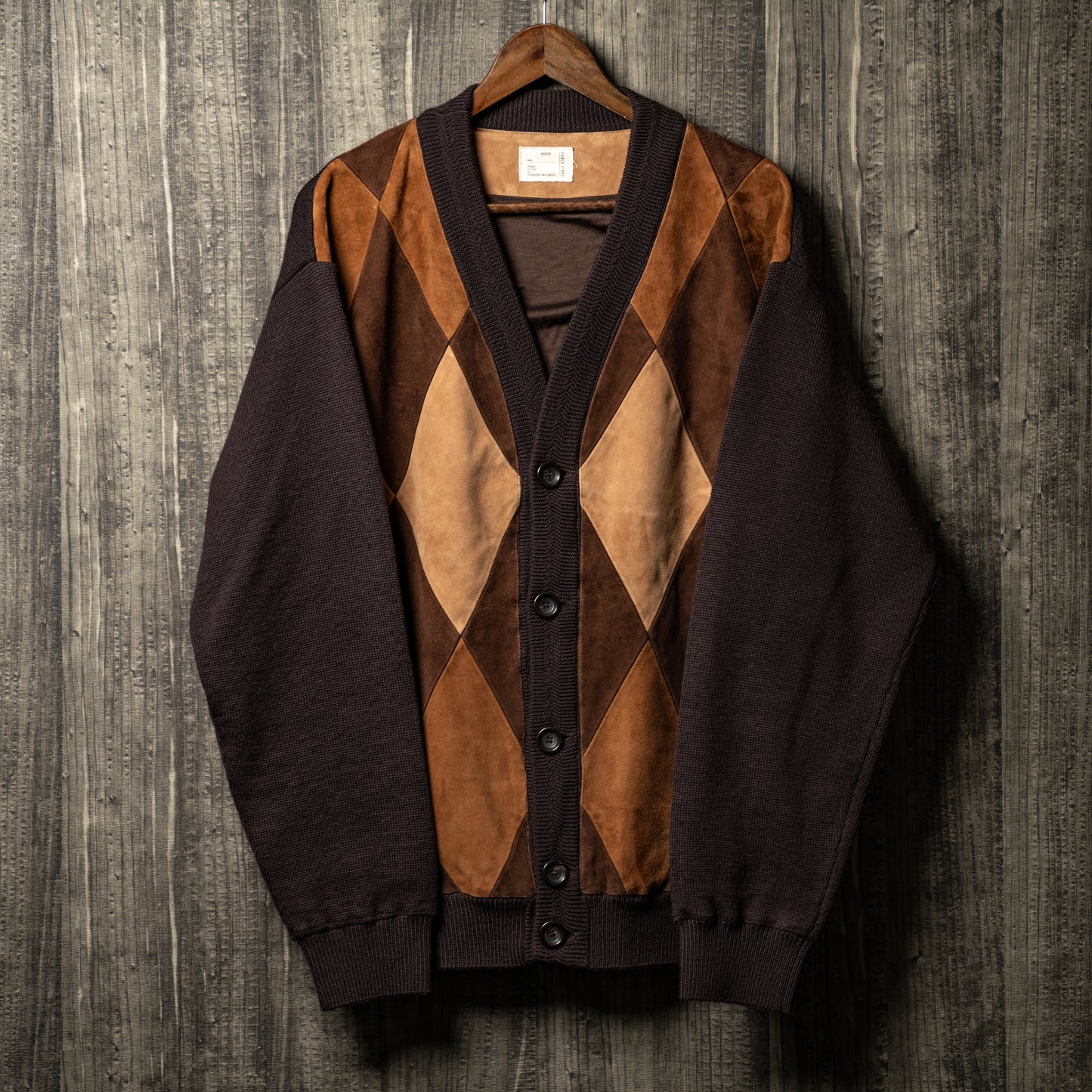Leather patch cardigan