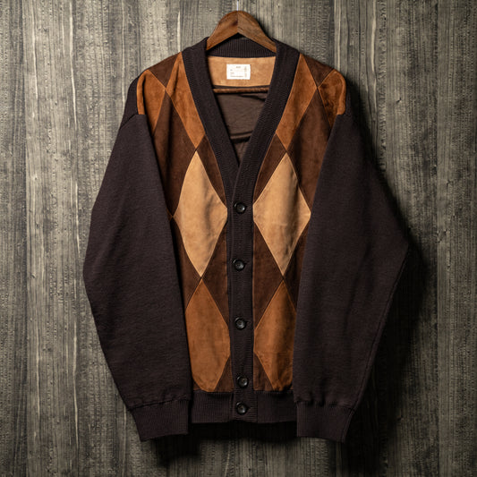 Leather patch cardigan