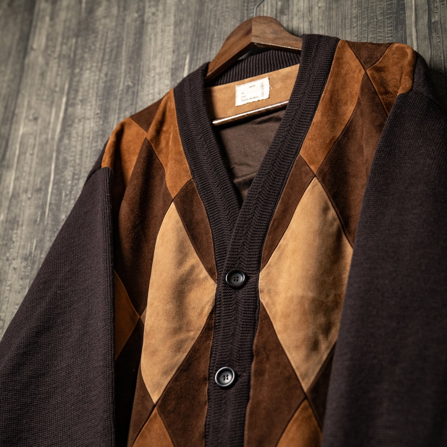 Leather patch cardigan