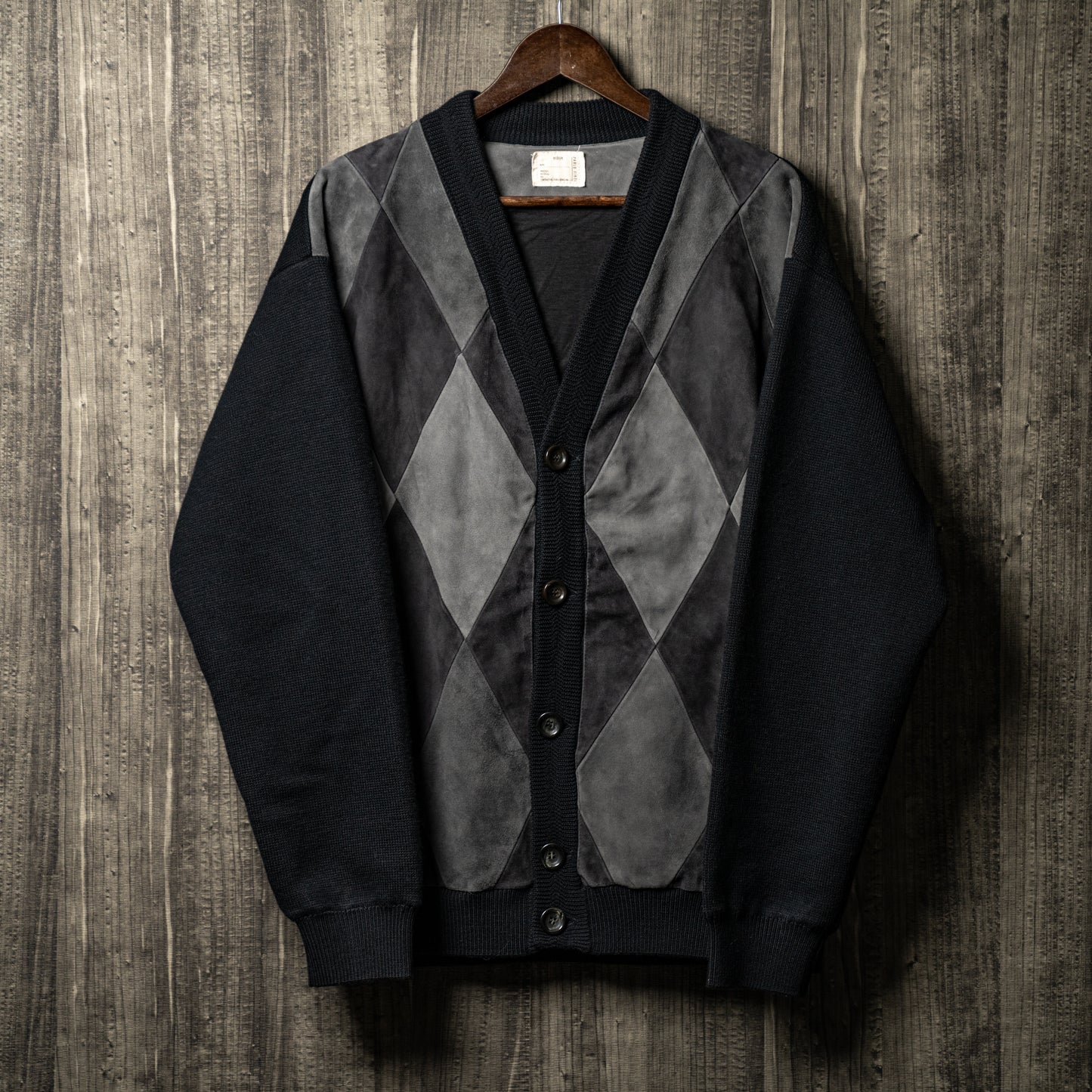 Leather patch cardigan