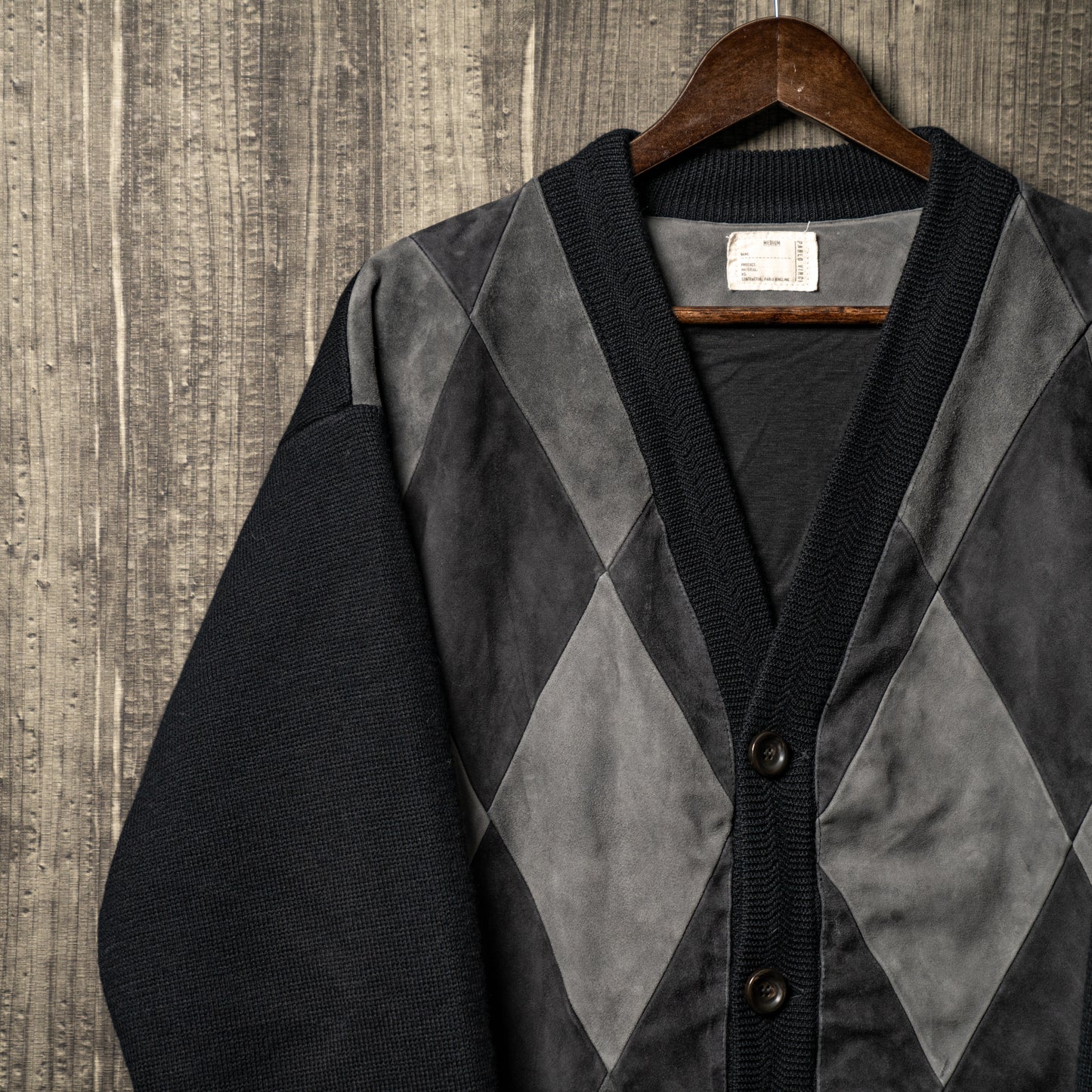 Leather patch cardigan